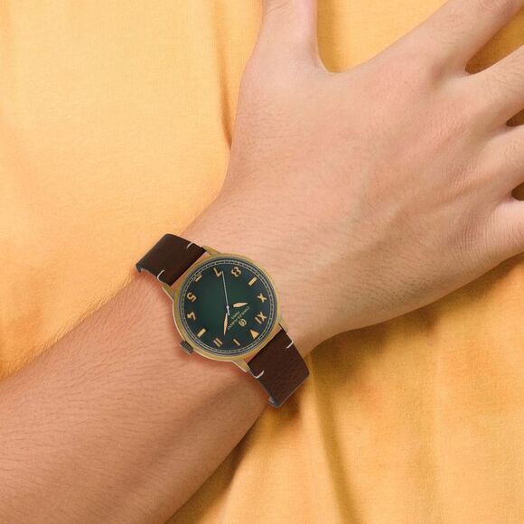 Charles Hubert Antique Gold Stainless Green Dial Quartz Watch